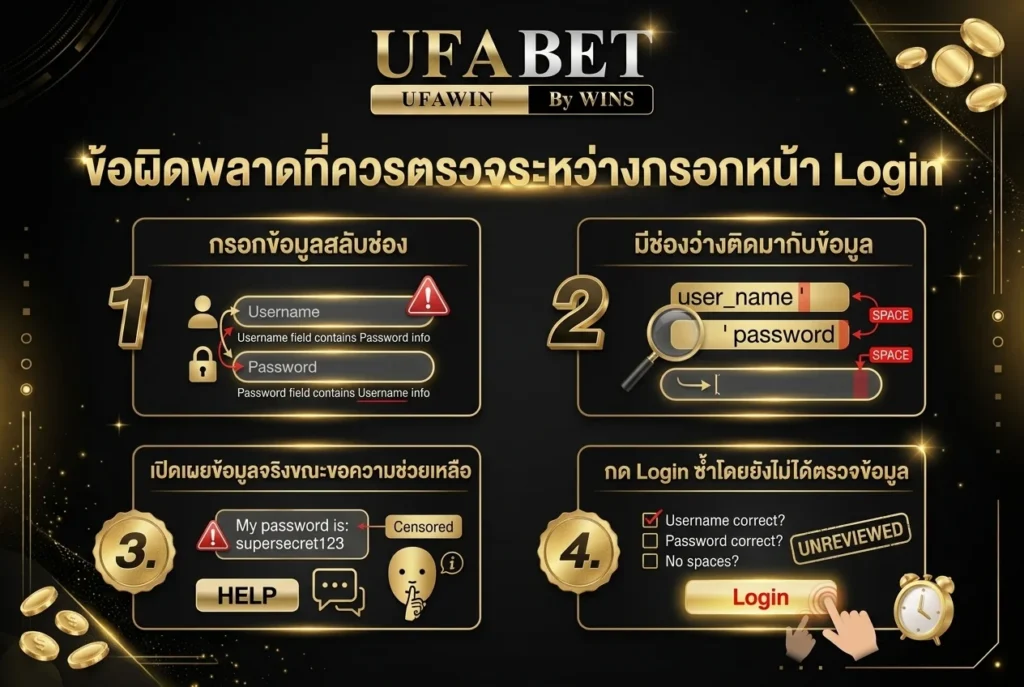 ข้อผิดพลาดที่ควรตรวจระหว่างกรอกหน้า Login