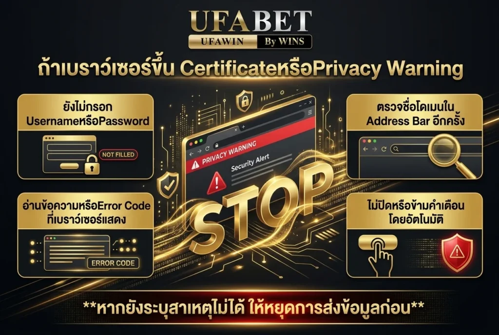 ถ้าเบราว์เซอร์ขึ้น CertificateหรือPrivacy Warning