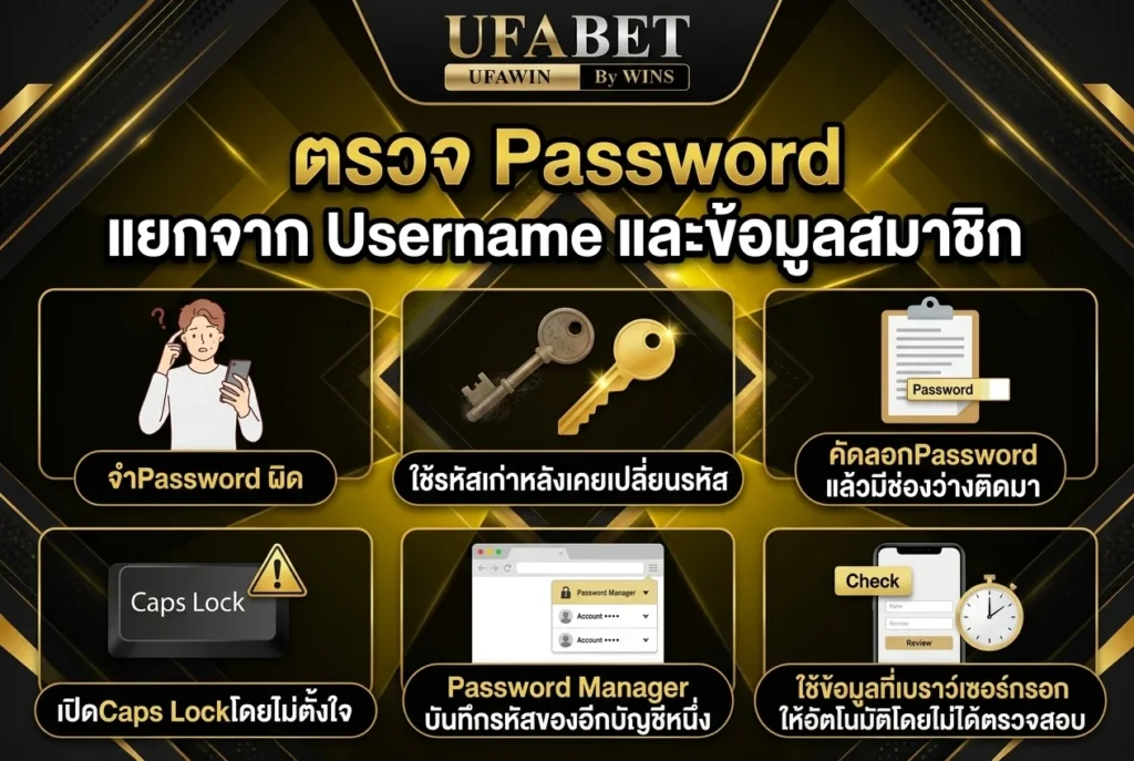 ตรวจ Password แยกจาก Username และข้อมูลสมาชิก
